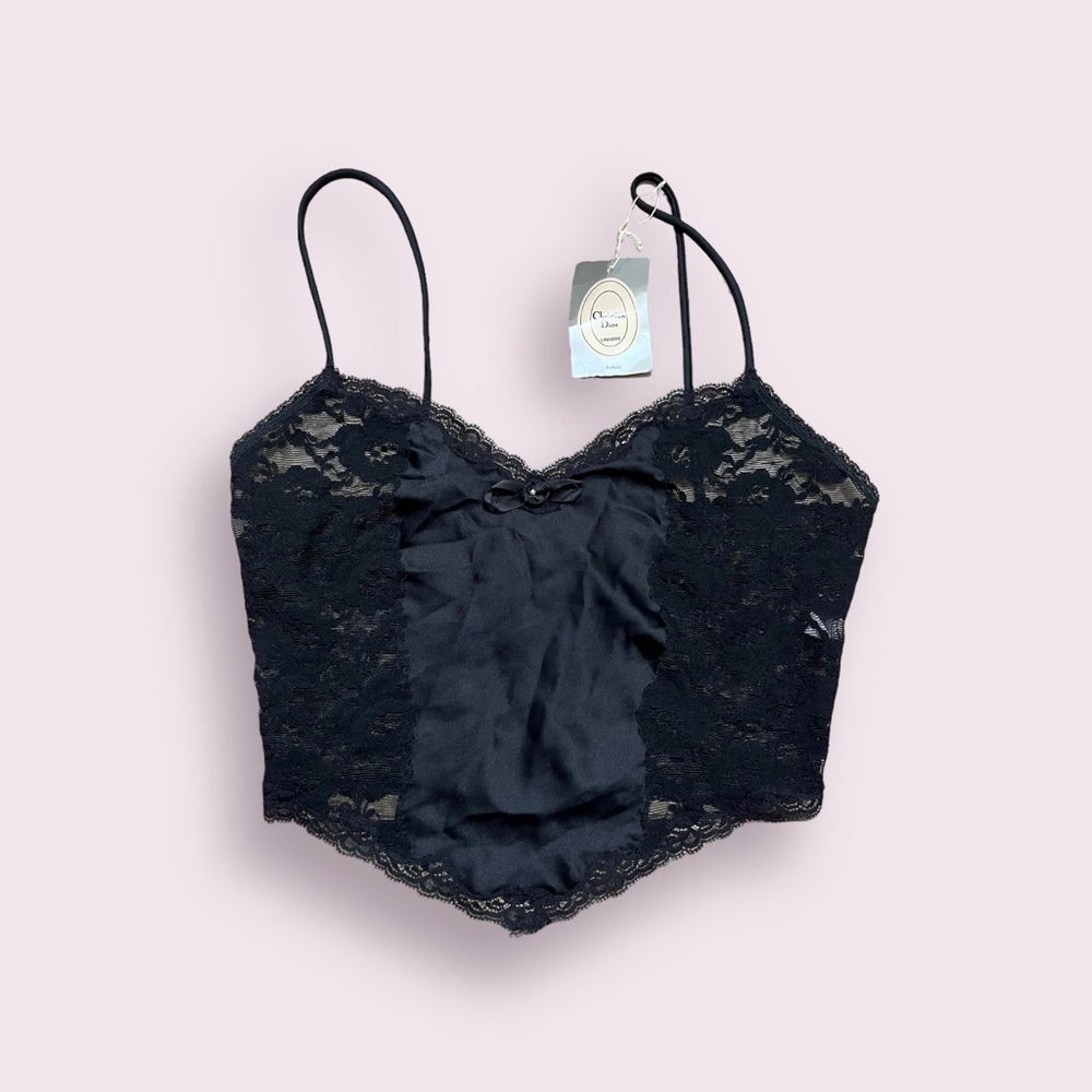 Vintage Christian Dior Black Lace Lingerie Tank NWT